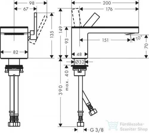 Hansgrohe AXOR MyEdition egykaros mosdó csaptelep 70, leeresztő nélkül, króm/fekete 47010600