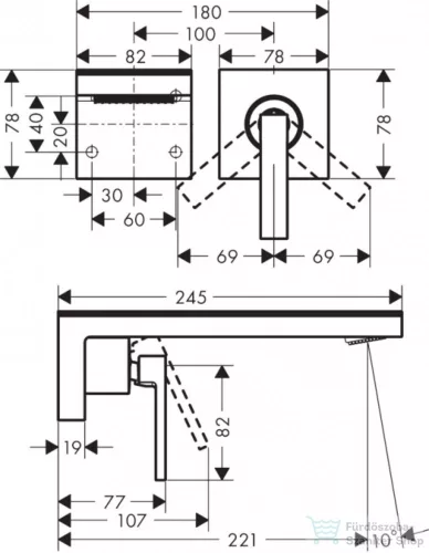 Hansgrohe AXOR MyEdition 2-lyukú mosdócsaptelep falsík alatti, króm 47060000
