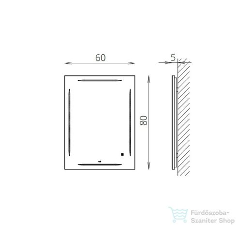 TBoss Floating Mirror KENA 60x80 cm-es tükör LED világítással 4762