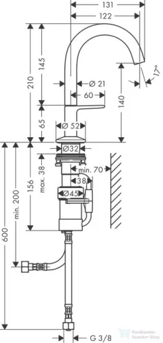 Hansgrohe AXOR ONE Select 140 mosdó csaptelep, klik-klak leeresztővel,szálcsiszolt sárgaréz hatású 48010950