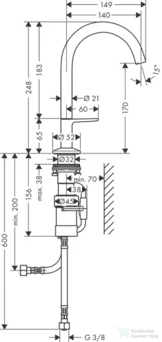 Hansgrohe AXOR ONE Select 170 mosdó csaptelep, klik-klak leeresztővel, króm 48020000