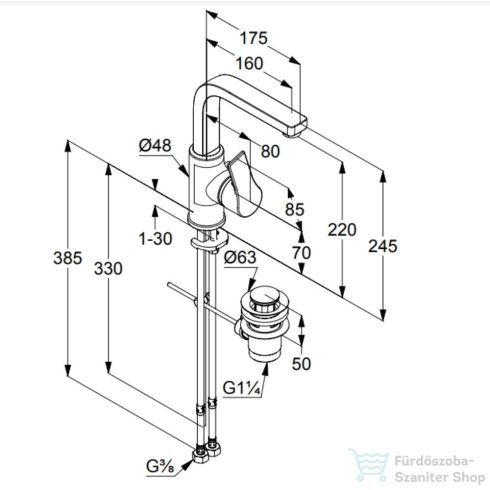 Kludi ZENTA SL magasított mosdócsaptelep, fekete 480273965