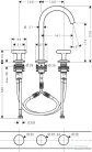 Hansgrohe AXOR ONE 170 3 üléses mosdó csaptelep,klik-klak leeresztővel, matt fekete 48040670