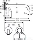 Hansgrohe Axor One fali mosdócsaptelep 220mm kifolyóval, matt fekete 48120670