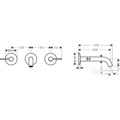 Hansgrohe AXOR ONE falsík alatti mosdó csaptelep 16 cm-es kifolyóval, szálcsiszolt bronz 48150140