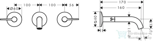 Hansgrohe AXOR ONE falsík alatti mosdó csaptelep 16 cm-es kifolyóval, szálcsiszolt nikkel 48150820