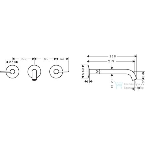 Hansgrohe AXOR ONE falsík alatti mosdó csaptelep 22 cm-es kifolyóval, szálcsiszolt bronz 48160140