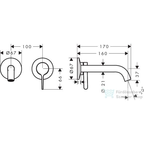 Hansgrohe AXOR ONE falsík alatti mosdó csaptelep 16 cm-es kifolyóval, polírozott arany hatású 48170990