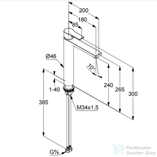 Kludi ZENTA SL magasított mosdócsaptelep, fekete 482563965