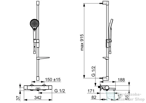 Hansa Hansaoptima termosztátos kádtöltő csaptelep zuhanyszettel,króm 48372331