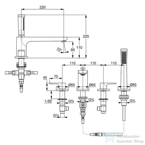 Kludi ZENTA SL kádtöltő- és zuhanycsap, króm 4484240565