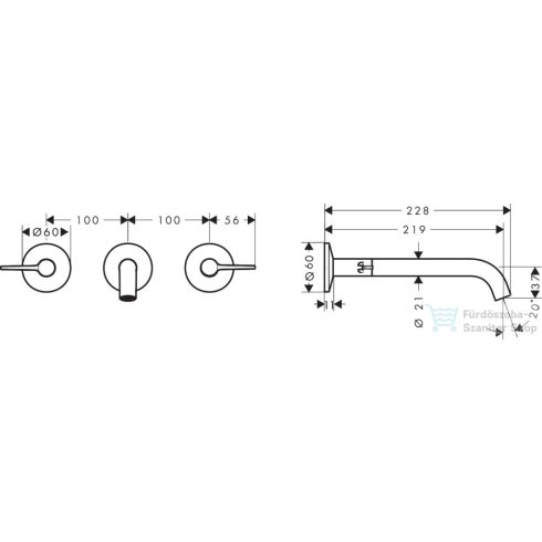 Hansgrohe AXOR ONE falsík alatti mosdó csaptelep 22 cm-es kifolyóval, szálcsiszolt vörös arany hatású 48431310