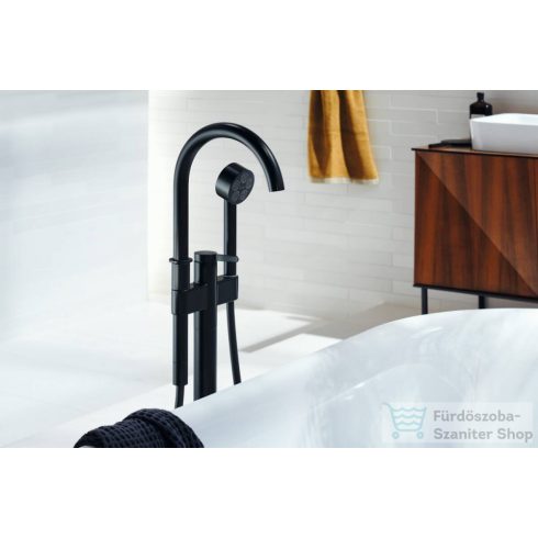 Hansgrohe AXOR ONE szabadonálló kádtöltő csaptelep zuhanyszettel, matt fekete 48440670