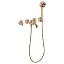   Hansgrohe AXOR ONE falsík alatti kádtöltő csaptelep zuhanyszettel, alaptest nélkül, szálcsiszolt bronz 48443140