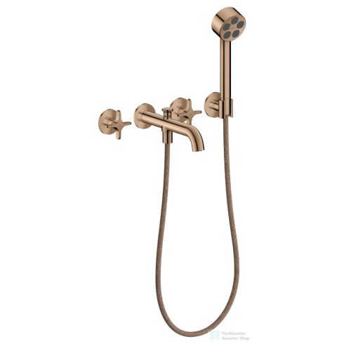 Hansgrohe AXOR ONE falsík alatti kádtöltő csaptelep zuhanyszettel, alaptest nélkül, polírozott vörös arany hatású 48443300