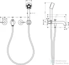 Hansgrohe AXOR ONE falsík alatti kádtöltő csaptelep zuhanyszettel, alaptest nélkül, szálcsiszolt bronz 48444140