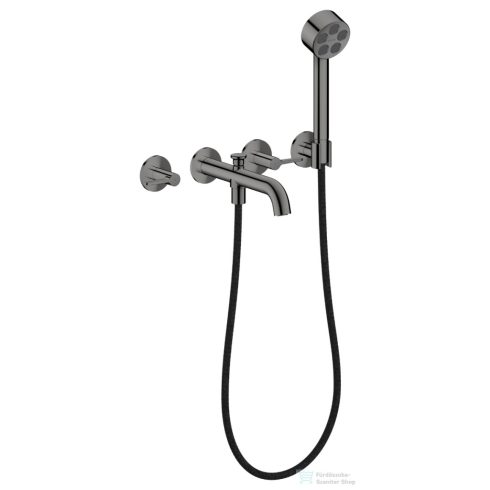 Hansgrohe AXOR ONE falsík alatti kádtöltő csaptelep zuhanyszettel, alaptest nélkül, polírozott fekete króm 48444330