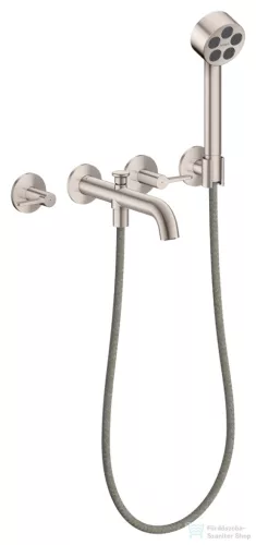 Hansgrohe AXOR ONE falsík alatti kádtöltő csaptelep zuhanyszettel, alaptest nélkül, rozsdamentes acél hatású 48444800