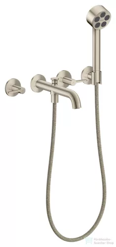 Hansgrohe AXOR ONE falsík alatti kádtöltő csaptelep zuhanyszettel, alaptest nélkül, szálcsiszolt nikkel 48444820