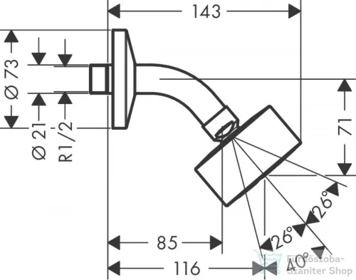 Hansgrohe AXOR ONE Ecosmart fejzuhany zuhanykarral,1 jet,szálcsiszolt nikkel 48490820
