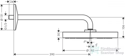 Hansgrohe AXOR ONE 280 fejzuhany zuhanykarral,1 jet,szálcsiszolt arany hatású 48491250