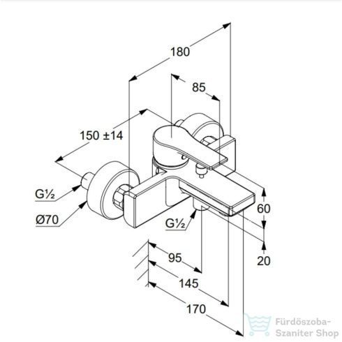 Kludi ZENTA SL egykaros kádtöltő- és zuhanycsap, matt fekete 486703965