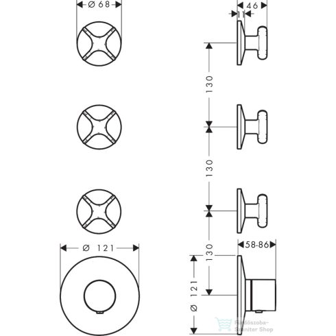 Hansgrohe AXOR ONE falsík alatti termosztátos kád/zuhany csaptelep alaptest nélkül, polírozott vörös arany hatású 48713300