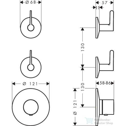 Hansgrohe AXOR ONE falsík alatti termosztátos kád/zuhany csaptelep alaptest nélkül, króm 48722000
