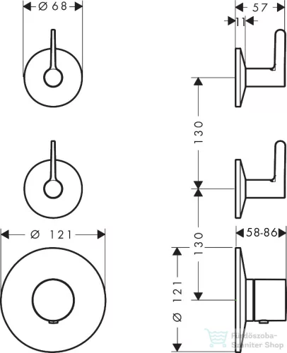 Hansgrohe AXOR ONE falsík alatti termosztátos kád/zuhany csaptelep alaptest nélkül, polírozott arany hatású 48722990