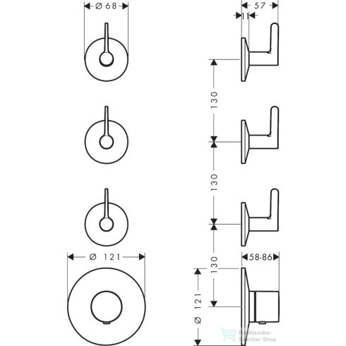 Hansgrohe AXOR ONE falsík alatti termosztátos kád/zuhany csaptelep alaptest nélkül, szálcsiszolt arany hatású 48723250
