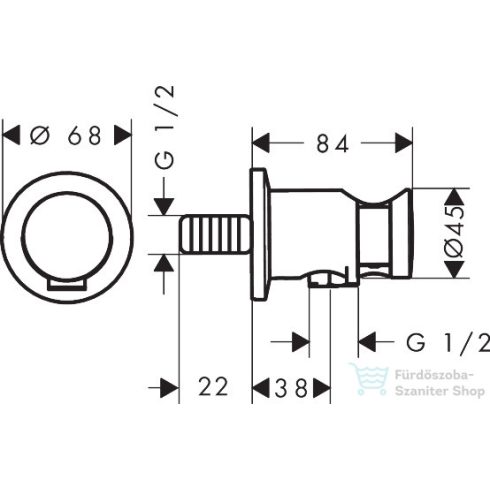 Hansgrohe AXOR ONE zuhanytartó gégecső csatlakozóval, polírozott fekete króm 48780330