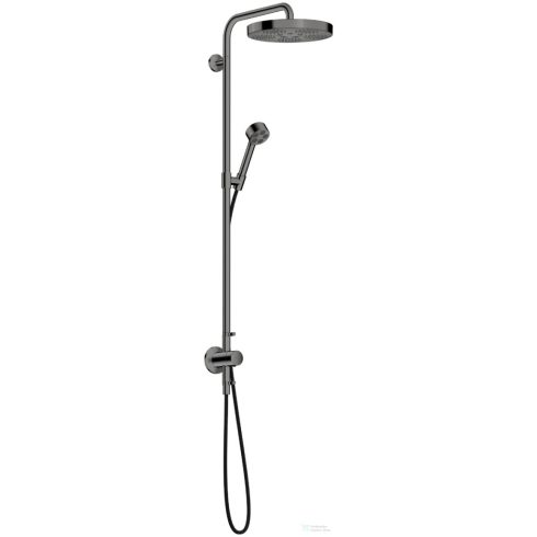 Hansgrohe AXOR ONE Showerpipe 280 1 jet Ecosmart zuhanyszett esőztetővel, és gégecső csatlakozóval, polírozott fekete króm 48797330