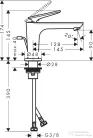 Hansgrohe AXOR CITTERIO C 90 hidegindításos mosdó csaptelep négyszög metszéses fogantyúval, automata leeresztővel, szálcsiszolt nikkel 49011820