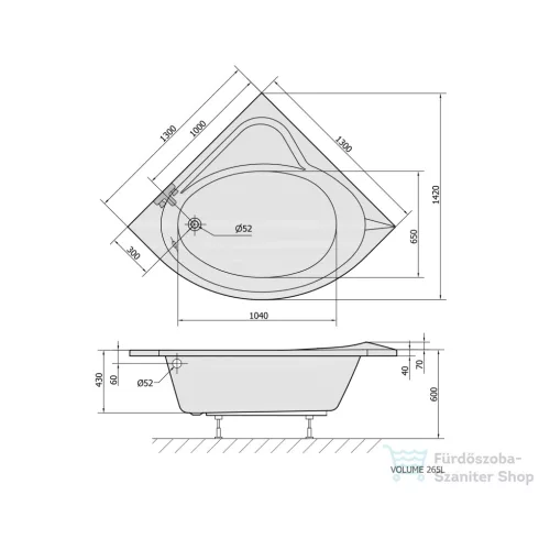 Sapho POLYSAN Sirius kád 130x130x43 cm 49111