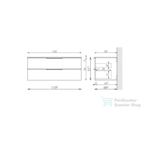 TBoss Quarto 120 AM alsószekrény két fiókos, 2 medencés 49123240938