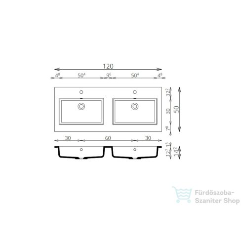 TBoss Quarto 120 AM alsószekrény két fiókos, 2 medencés 49123240938