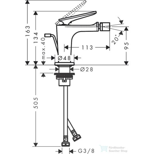 Hansgrohe CITTERIO C bidé csaptelep automata leeresztővel,polírozott fekete króm 49210330