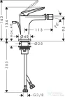 Hansgrohe CITTERIO C bidé csaptelep automata leeresztővel,rombuszmetszéses fogantyúval,szálcsiszolt nikkel 49211820