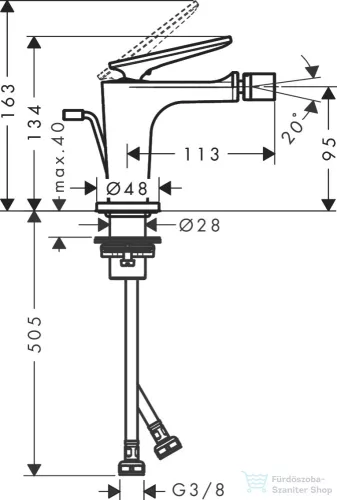 Hansgrohe CITTERIO C bidé csaptelep automata leeresztővel,rombuszmetszéses fogantyúval,szálcsiszolt sárgaréz hatású 49211950
