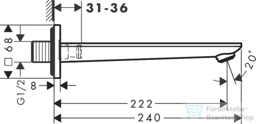 Hansgrohe AXOR CITTERIO C 22 cm-es kádkifolyó,rozsdamentes acél hatású 49410800