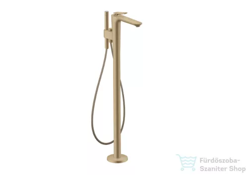 Hansgrohe AXOR CITTERIO C szabadon álló kádtöltő csaptelep zuhanyszettel, négyszög metszéses fogantyúval, alaptest nélkül, szálcsiszolt bronz 49441140
