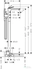 Hansgrohe AXOR CITTERIO C szabadon álló kádtöltő csaptelep zuhanyszettel, négyszög metszéses fogantyúval, alaptest nélkül, szálcsiszolt vörös arany hatású 49441310
