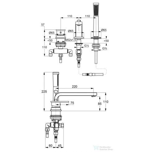 Kludi E2 egykaros kád/zuhanycsap NA 15, króm 494470575