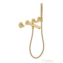   Hansgrohe AXOR CITTERIO C falsík alatti kádtöltő csaptelep zuhanyszettel,rombuszmetszéses fogantyúval,alaptest nélkül,szálcsiszolt arany hatású 49481250