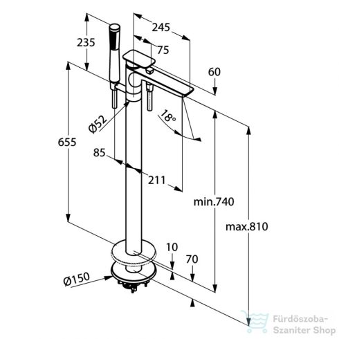 Kludi E2 egykaros kádtöltő és zuhanycsap, króm 495900575