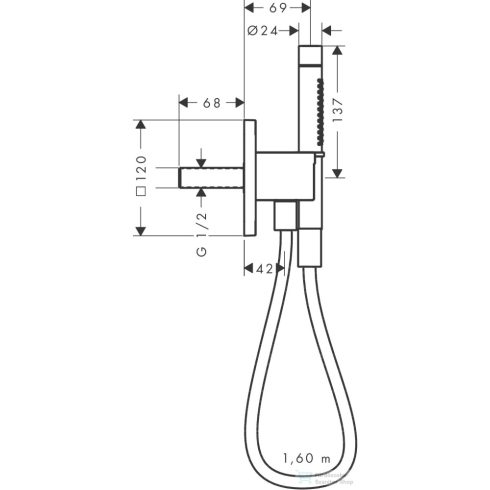 Hansgrohe AXOR CITTERIO C Porter zuhanyszett gégecső csatlakozóval,textil gégecsővel,polírozott arany hatású 49626990