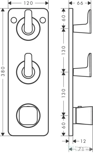 Hansgrohe AXOR CITTERIO C termosztátos falsík alatti kád /zuhany csaptelep rombuszmetszéses fogantyúval,szálcsiszolt arany hatású 49701250