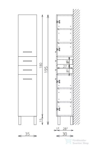TBoss Tera F180 2A2F kiegészítő szekrény, jobbos nyitással 4992302080247