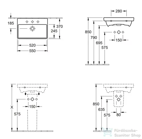 Villeroy & Boch Avento 55x37 cm-es kompakt mosdó CeramicPlus bevonattal 4A00 55 R1 ( 4A0055R1 )