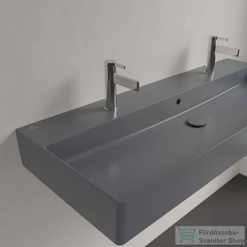 Villeroy & Boch Memento 2.0 120x47 mosdó, 2 csaplyukkal, túlfolyóval, grafit színben, Ceramic Plus bevonat 4A22 C4 i4 ( 4A22C4i4 )
